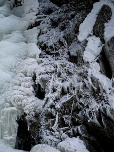 waterfall, frozen, winter, maine